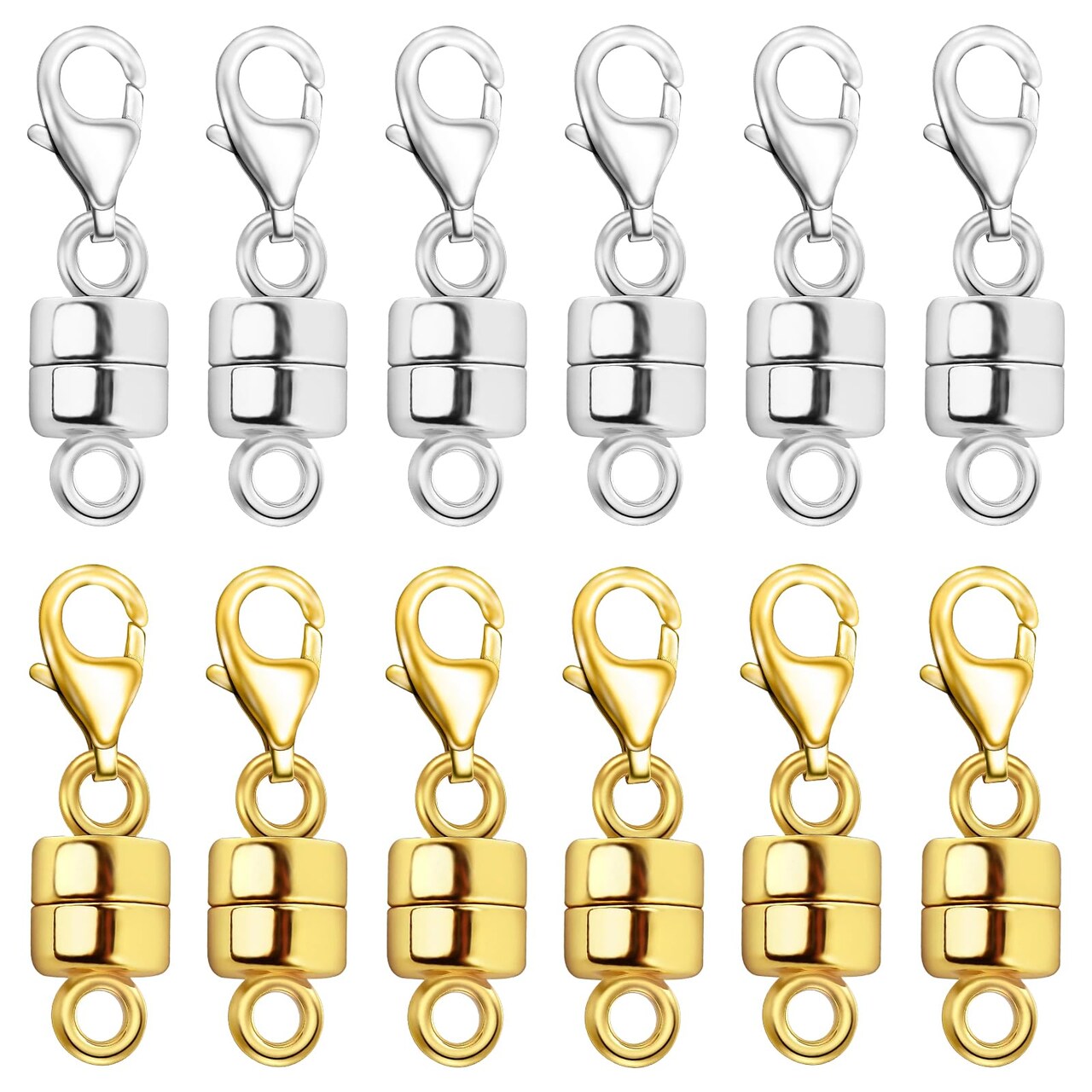 Magnetic Necklace Clasp Extra Strong, Gold and Silver Plated Magnet Jewelry Clasps Converters, Bracelet Extender for Women Seniors